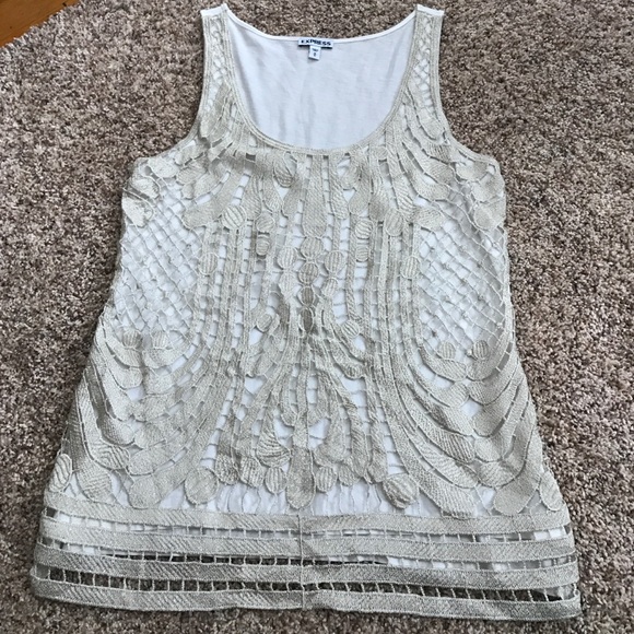 Express Tops - Express cream and gold tank top