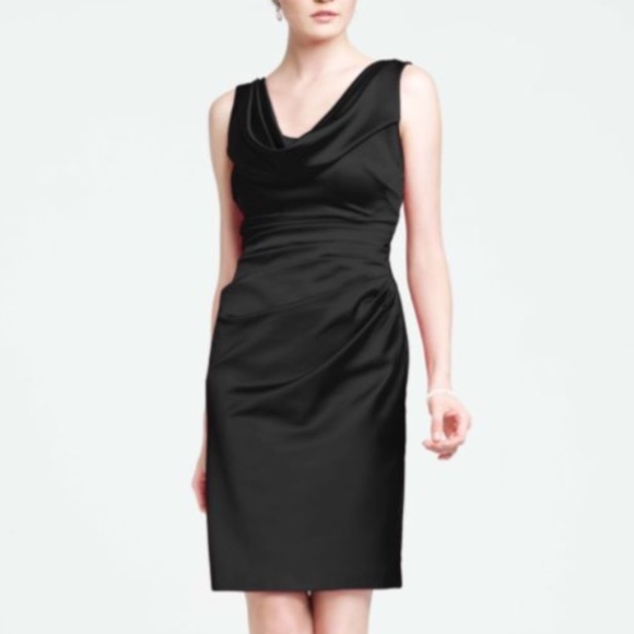 Sleeveless Stretch Satin Cowl Neck Dress