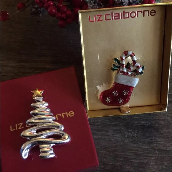 VINTAGE LIZ CLAIBORNE Holiday pin/Brooch + 1 free!