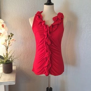 Sleeveless Red Ruffle Top