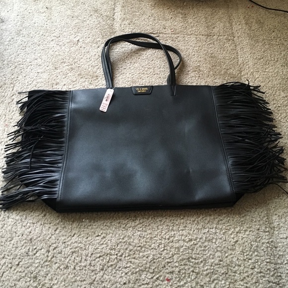 Victoria's Secret black fringe tote