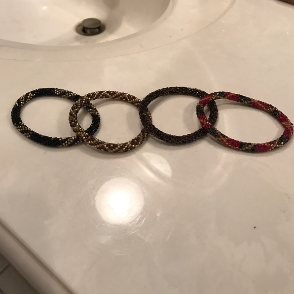 4 woven beaded bracelets
