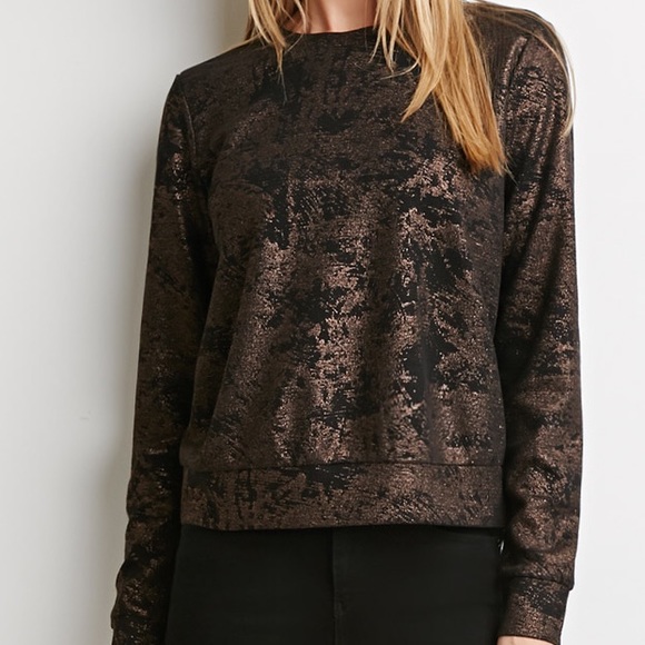 Forever 21 Tops - Contemporary Abstract Pattern Metallic Sweater