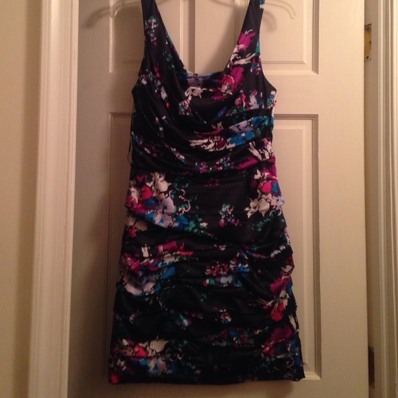 Express blue flower pattern dress