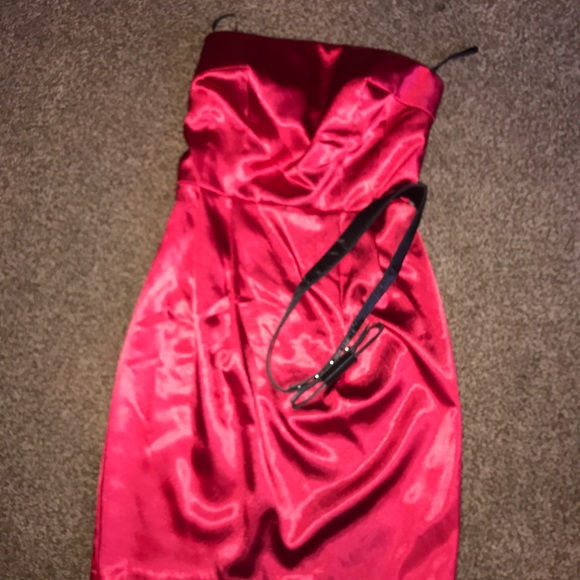 Dark red Christmas dress with belt