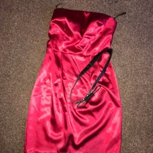 Dark red Christmas dress with belt