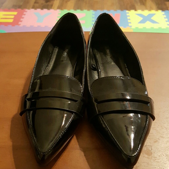 Black patent leather loafer