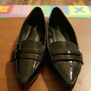 Black patent leather loafer