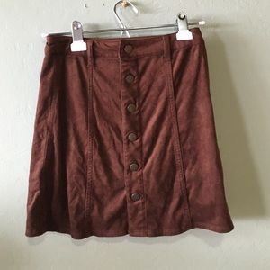 Faux-suede snap mini skirt