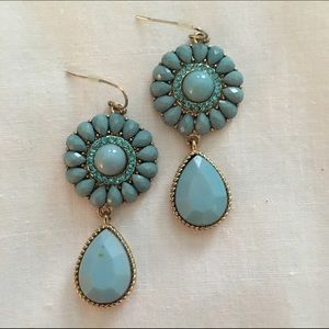 Earrings with Blue / Teal and Gold Detail