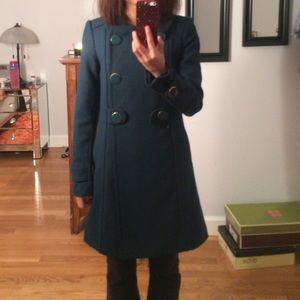 Teal Long double breasted Peacoat.