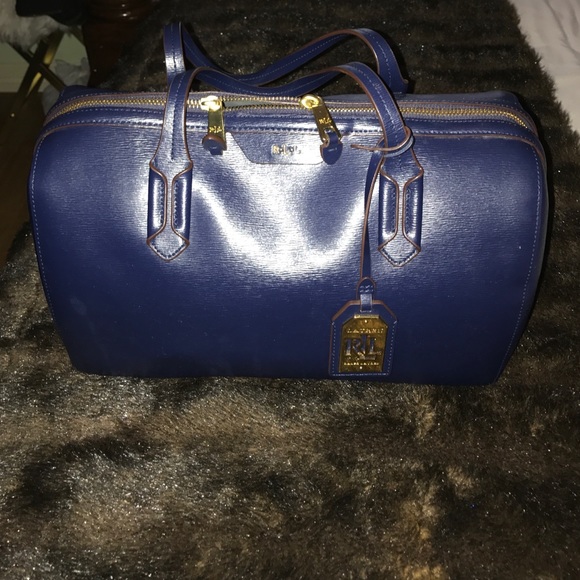 Ralph Lauren navy blue handbag with gold detail