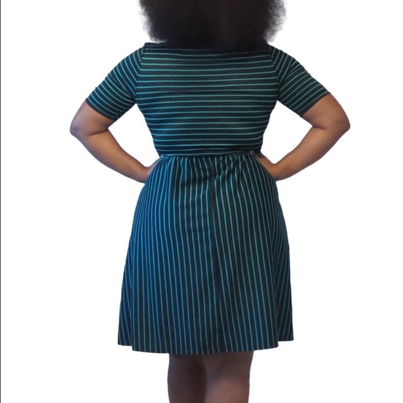 Green & Black Earn Your Stripes Fit & Flare Dress - Picture 3 of 4
