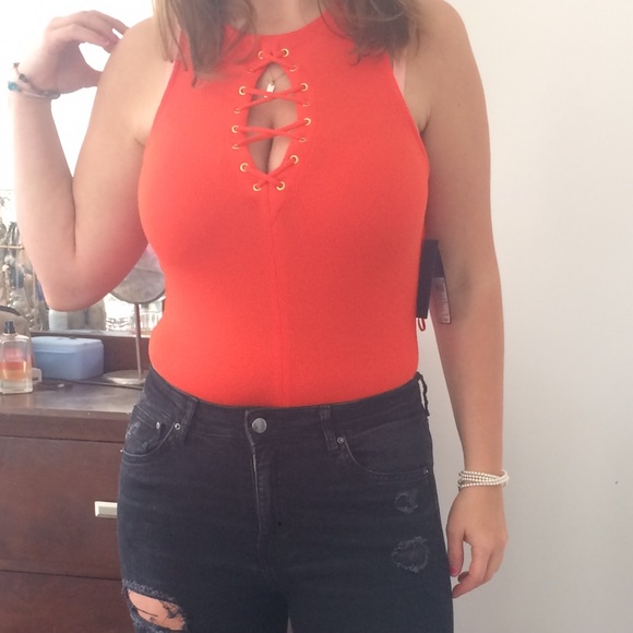 Hot orange bodysuit