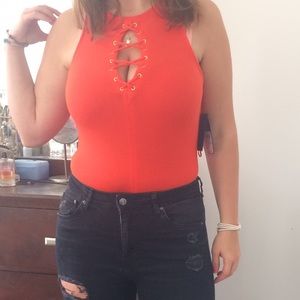 Hot orange bodysuit