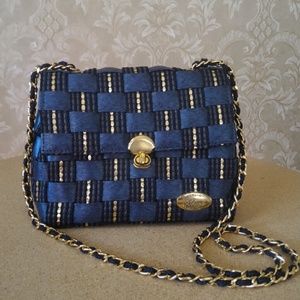 SALE!! Creazioni Alma Navy Blue & Gold Woven Purse
