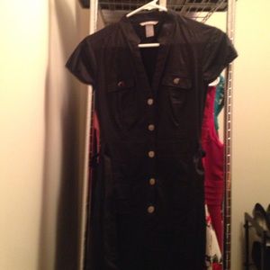 Black button up shirt sleeves dress