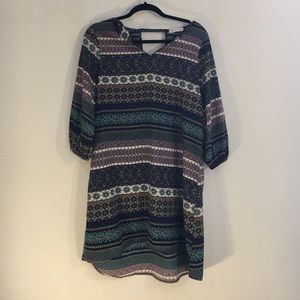 Boho shift dress with keyhole back
