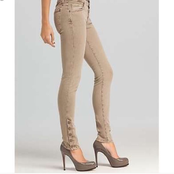 7 For All Mankind Denim - 7 for all mankind Twill Ankle Button Skinny Jeans