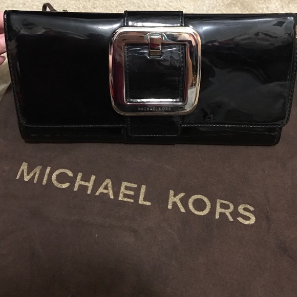Michael Kors Black Patent Leather Clutch