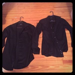 Two men's black button up dress shirts (Small)