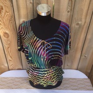Abstract Print Peplum Top