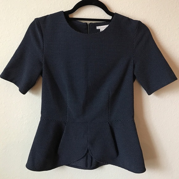 H&M navy polka dotted peplum top