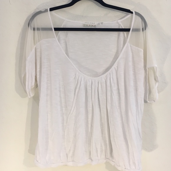 Kimchi & Blue cream colored top with sheer sleeves