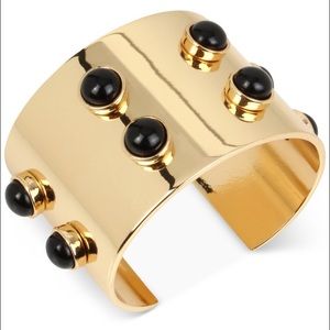 NWOT Gold-Tone Cuff Bracelet w/Black Stone Design