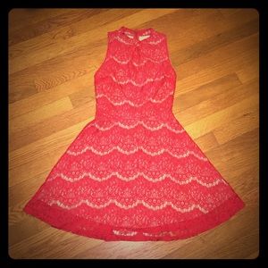 Red Lace Skater Dress