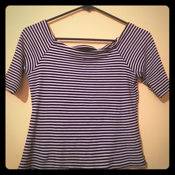 Off the shoulder stripped crop top