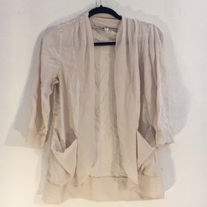 Drapy blazer with chiffon trim