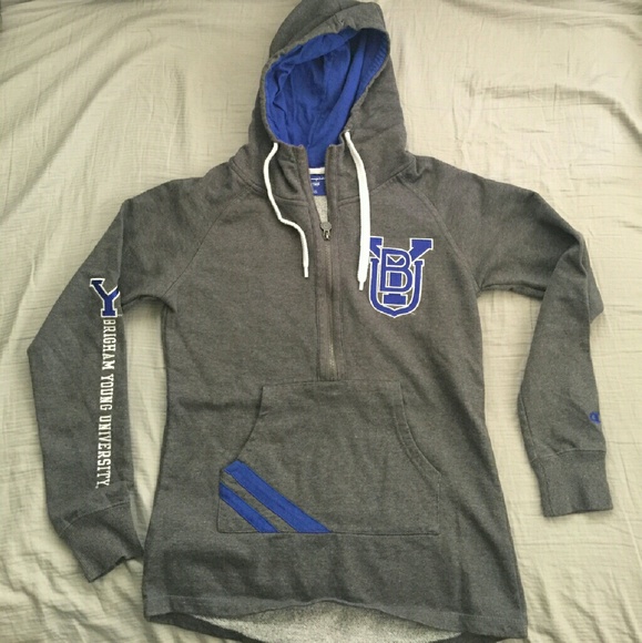 BYU women's 3/4 zip throwback hoodie