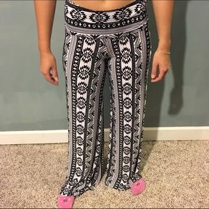 Black and white boot cut pants