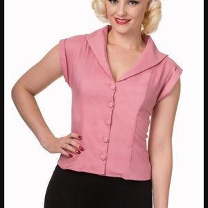Banned L Pink 1940s Pinup Blouse Unique Vintage