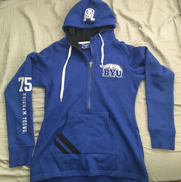 BYU women's 3/4 zip throwback hoodie