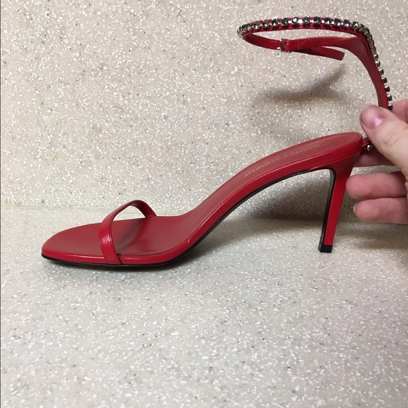 Saint Laurent Embellished Kate Ankle Sandal Red 36 - Picture 2 of 4
