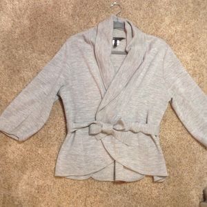 BCBG gray sweater cardigan, size L, CUTE!!