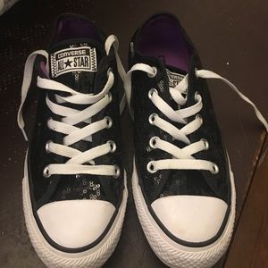 Black Sequined Converse size 6