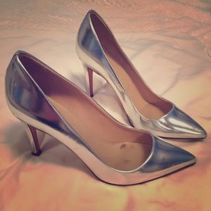 J Crew Silver Holiday Party Heels Size 7/7 1/2