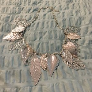 Costume Silver Leaf Necklace