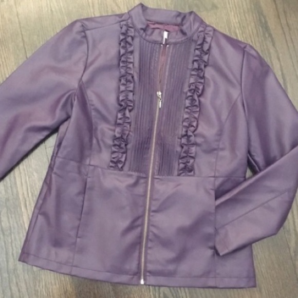 Susan Graver Jackets & Blazers - NWOT Susan Graver Faux Leather Purple Jacket