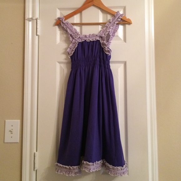 Lauren James purple seersucker trim dress XS