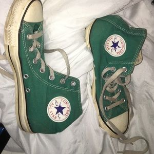 Turquoise/blue/green high top converse