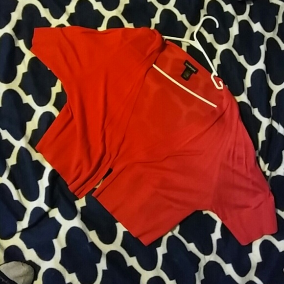 Red crop cardigan