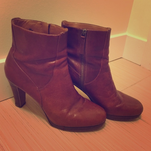 Nine West Leather Ankle Boots, brown, Size 9