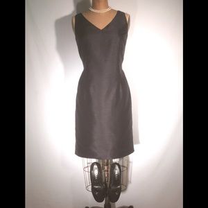 Donna Ricco black poly shantung sleeveless sheath