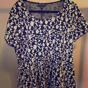 Black & White Floral Peplum Blouse