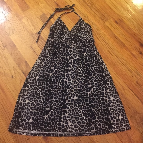 Black/grey/off white leopard print dress