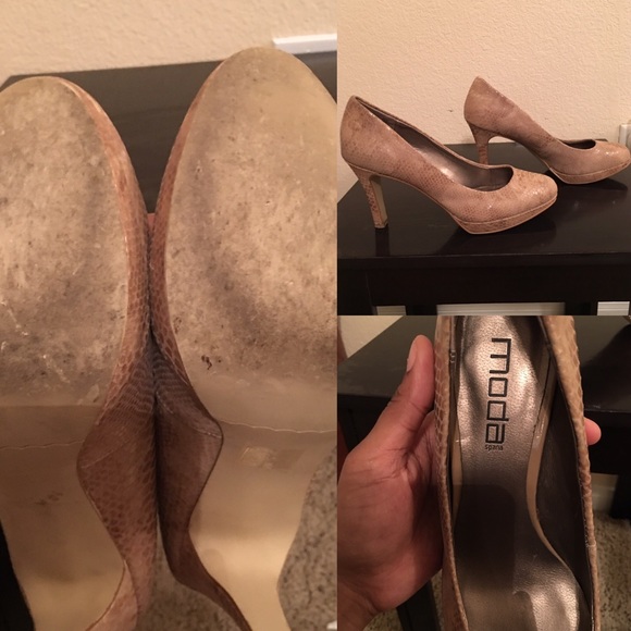 Moda Heels Sz 10 beige snakeskin , like new! - Picture 3 of 4